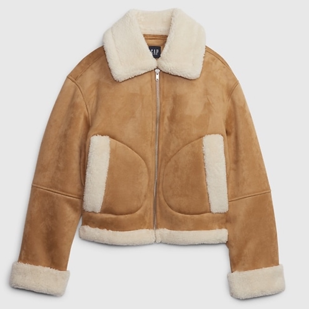 NWT Gap | Vegan Suede Sherpa Trim Jacket | Large